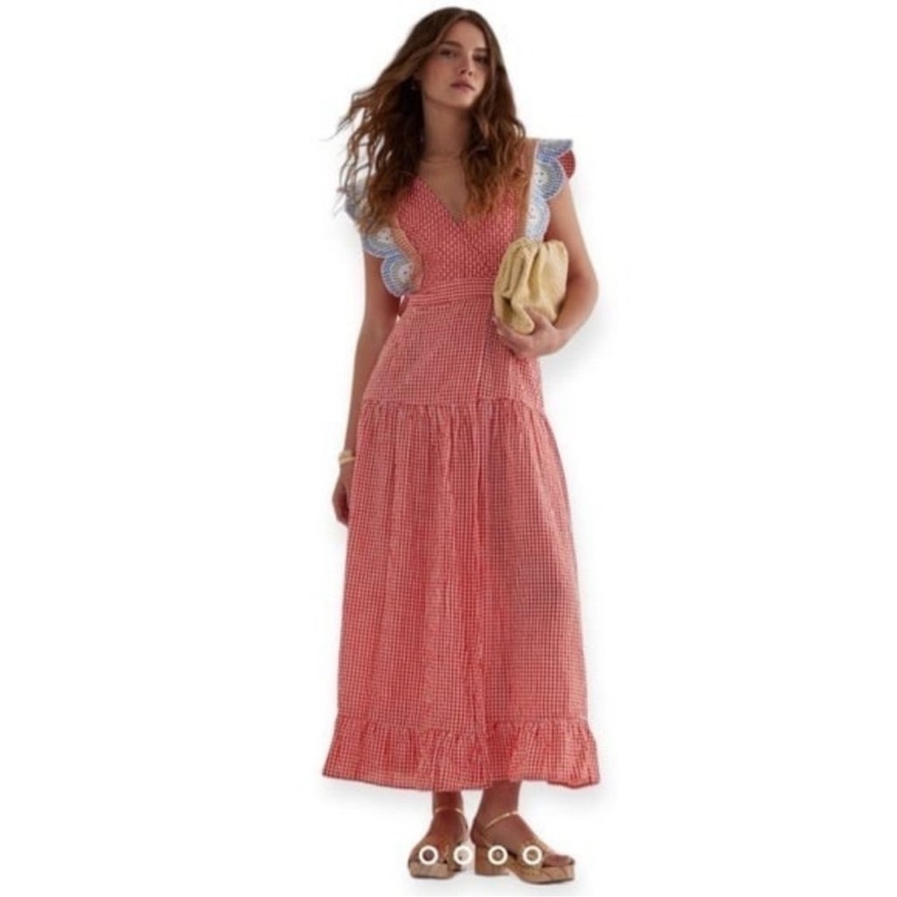 ANTHROPOLOGIE Stella Nova Sussie Square Neck Gingham Dress Size XL NEW